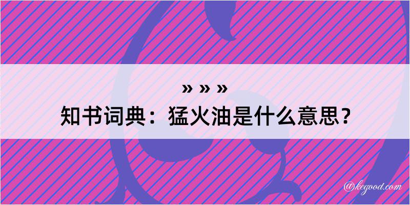 知书词典：猛火油是什么意思？