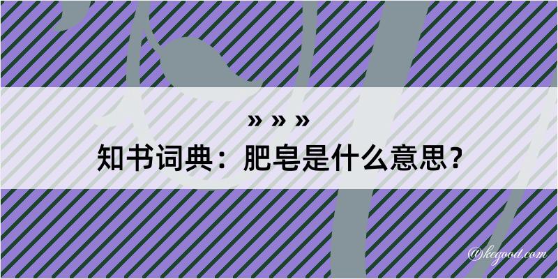 知书词典：肥皂是什么意思？