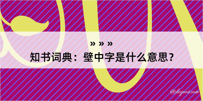 知书词典：壁中字是什么意思？