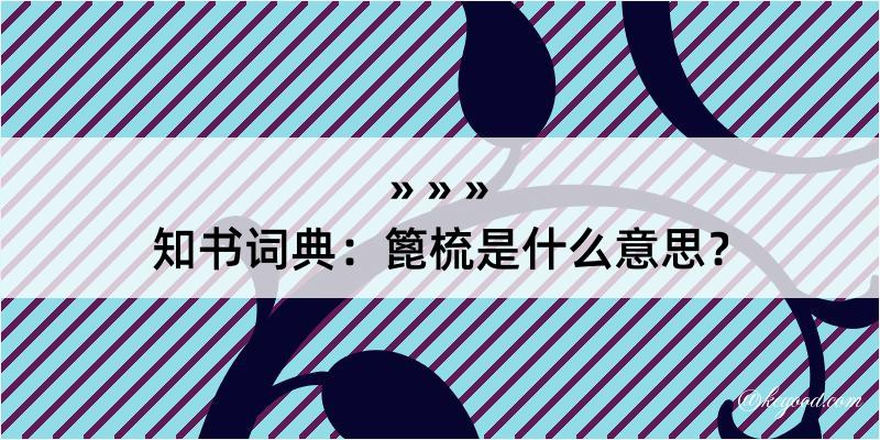 知书词典：篦梳是什么意思？