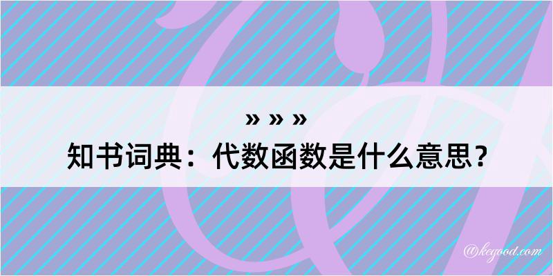 知书词典：代数函数是什么意思？