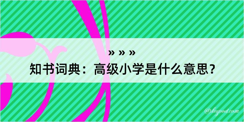 知书词典：高级小学是什么意思？