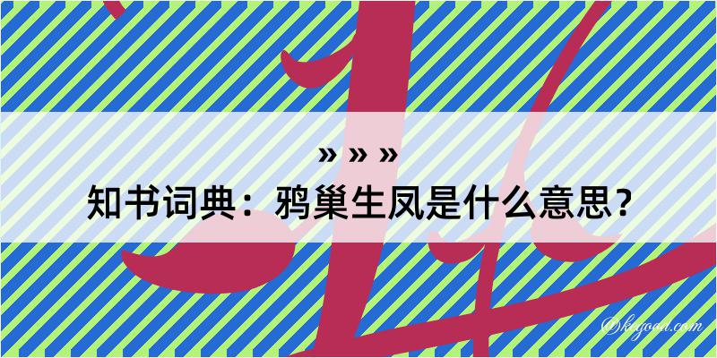 知书词典：鸦巢生凤是什么意思？