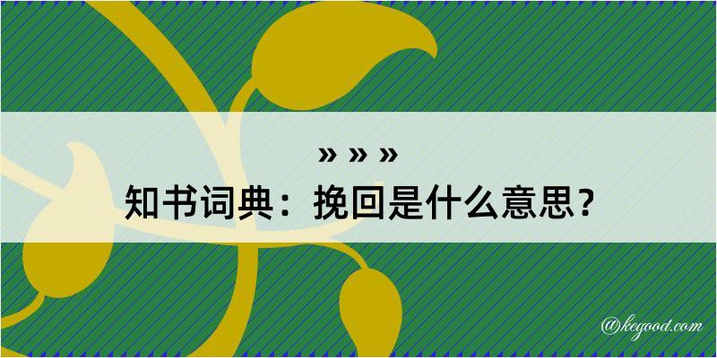 知书词典：挽回是什么意思？