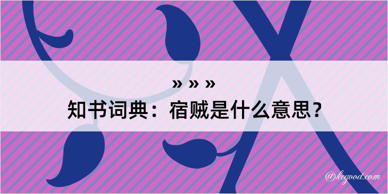 知书词典：宿贼是什么意思？