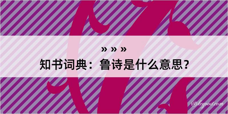 知书词典：鲁诗是什么意思？