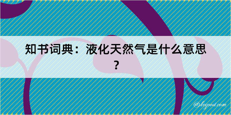 知书词典：液化天然气是什么意思？