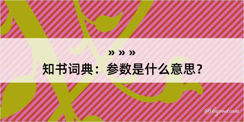 知书词典：参数是什么意思？