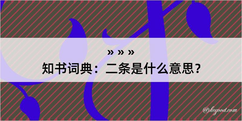 知书词典：二条是什么意思？