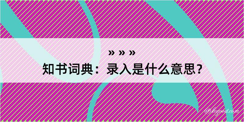 知书词典：录入是什么意思？