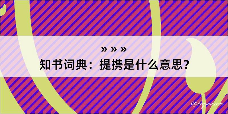 知书词典：提携是什么意思？