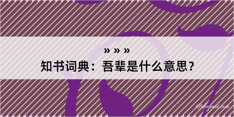 知书词典：吾辈是什么意思？