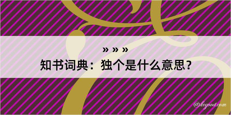 知书词典：独个是什么意思？