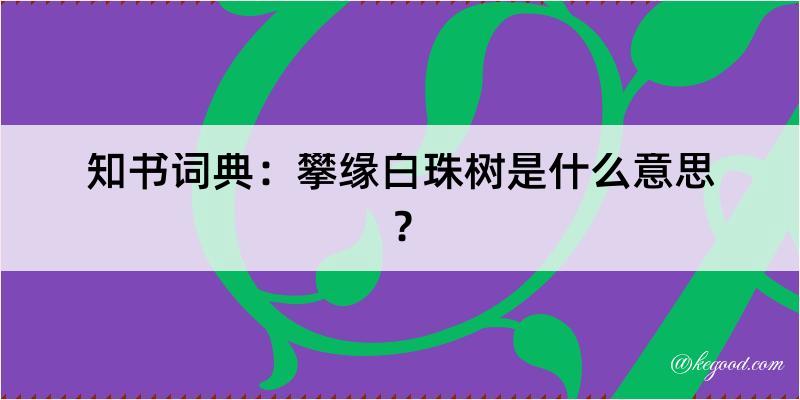 知书词典：攀缘白珠树是什么意思？