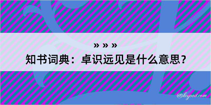 知书词典：卓识远见是什么意思？