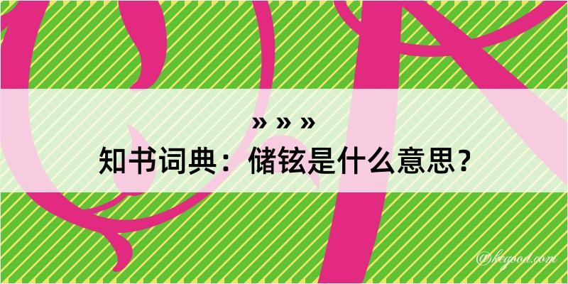 知书词典：储铉是什么意思？