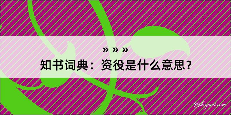 知书词典：资役是什么意思？