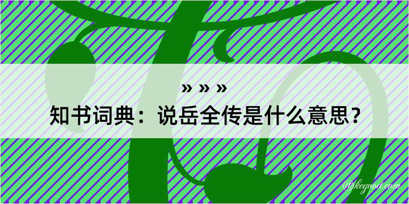 知书词典：说岳全传是什么意思？