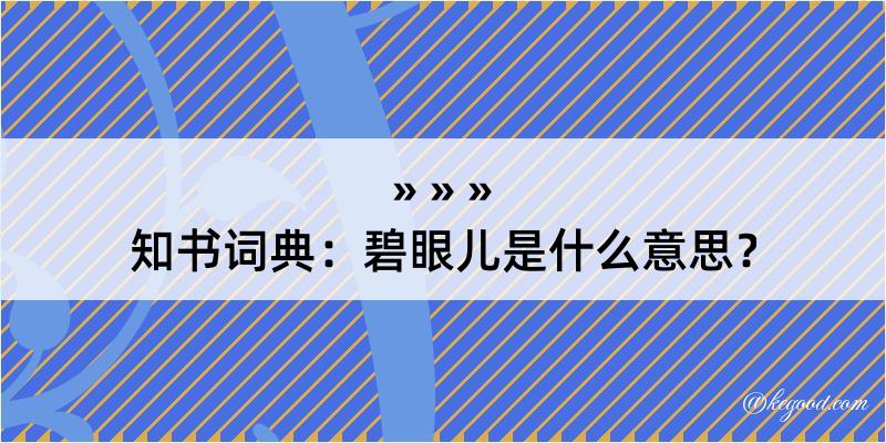 知书词典：碧眼儿是什么意思？