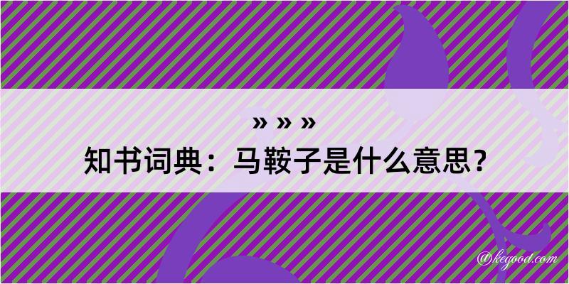 知书词典：马鞍子是什么意思？