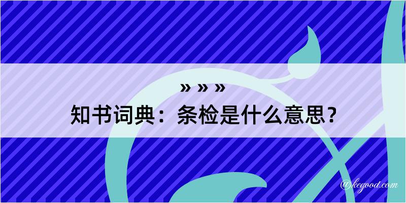 知书词典：条检是什么意思？