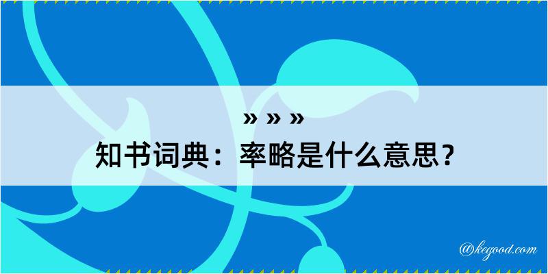 知书词典：率略是什么意思？