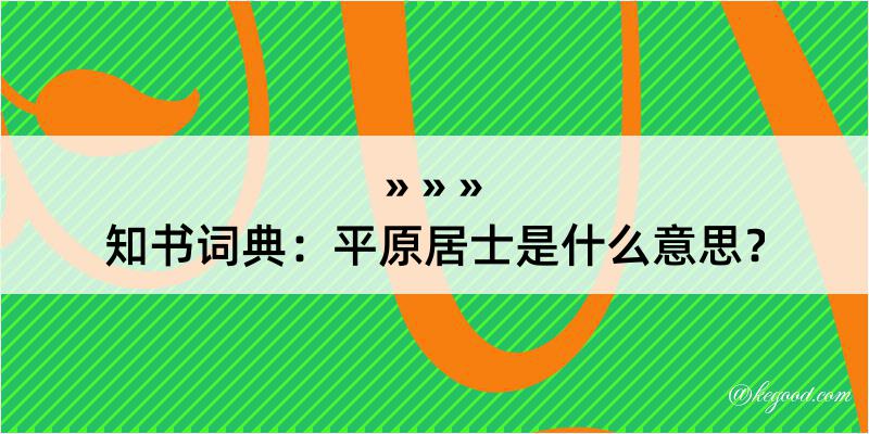 知书词典：平原居士是什么意思？