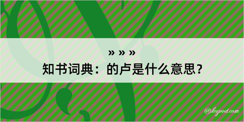 知书词典：的卢是什么意思？