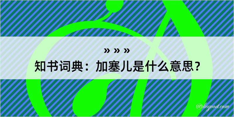 知书词典：加塞儿是什么意思？