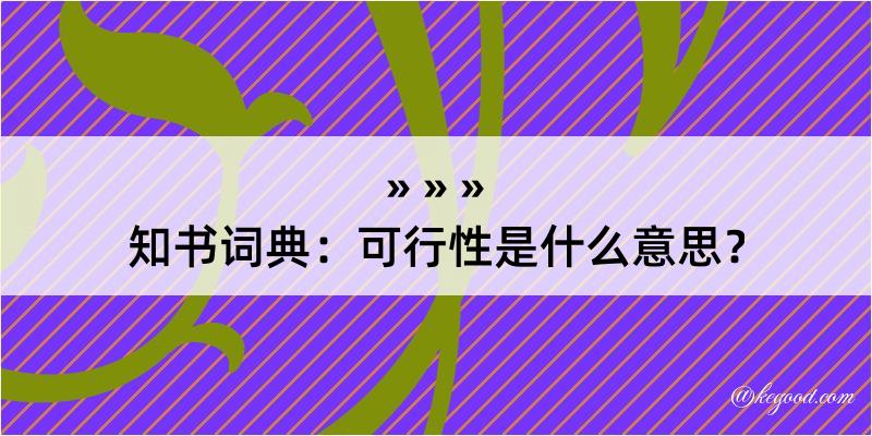 知书词典：可行性是什么意思？