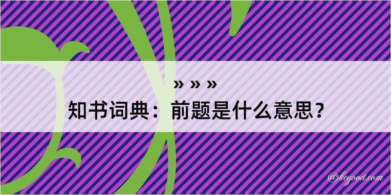 知书词典：前题是什么意思？