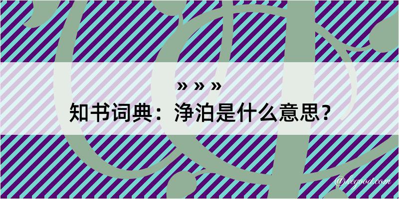 知书词典：浄泊是什么意思？