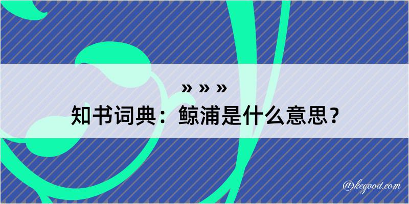 知书词典：鲸浦是什么意思？