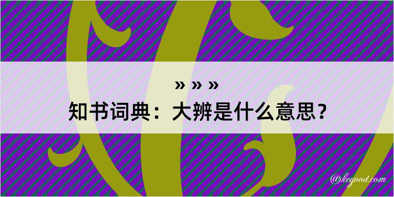 知书词典：大辨是什么意思？