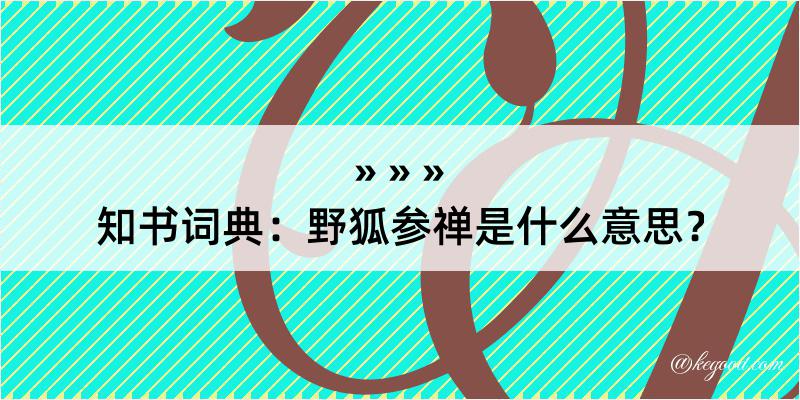 知书词典：野狐参禅是什么意思？