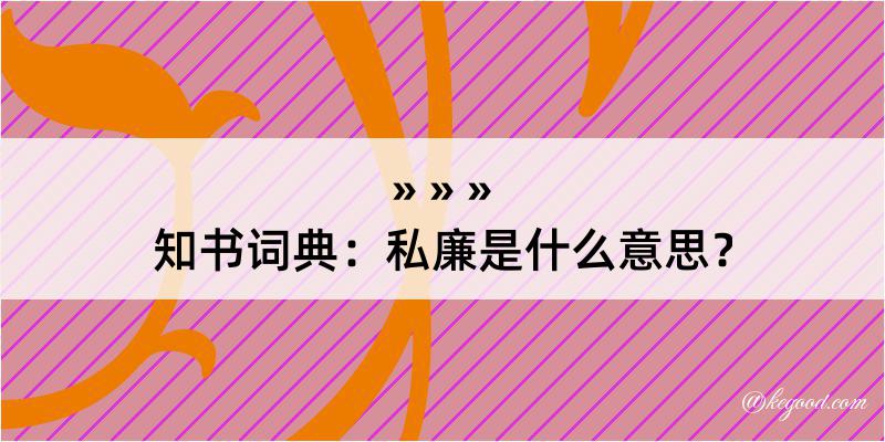 知书词典：私廉是什么意思？