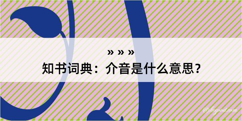 知书词典：介音是什么意思？