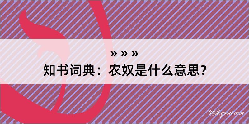 知书词典：农奴是什么意思？