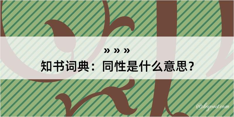 知书词典：同性是什么意思？