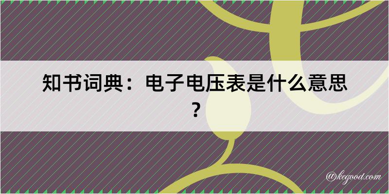 知书词典：电子电压表是什么意思？