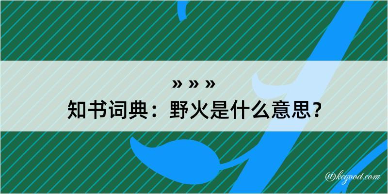 知书词典：野火是什么意思？