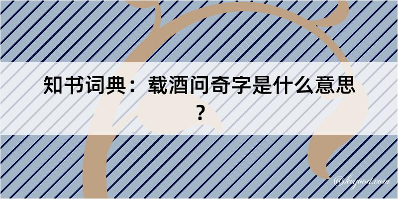 知书词典：载酒问奇字是什么意思？