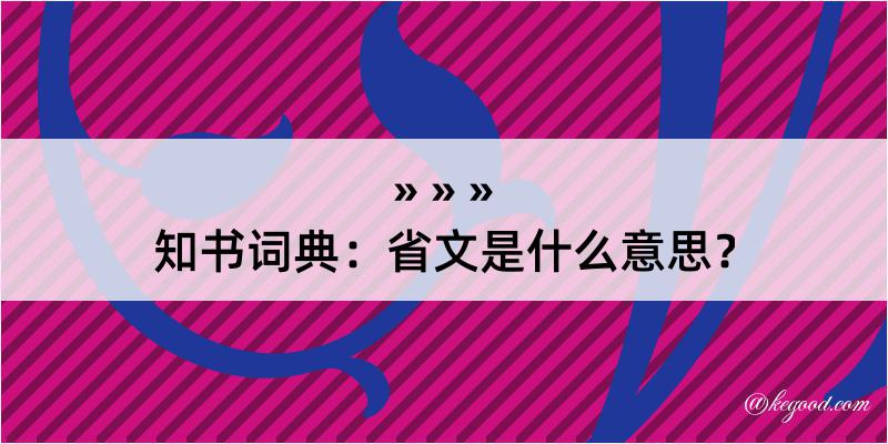 知书词典：省文是什么意思？