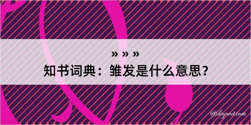 知书词典：雏发是什么意思？