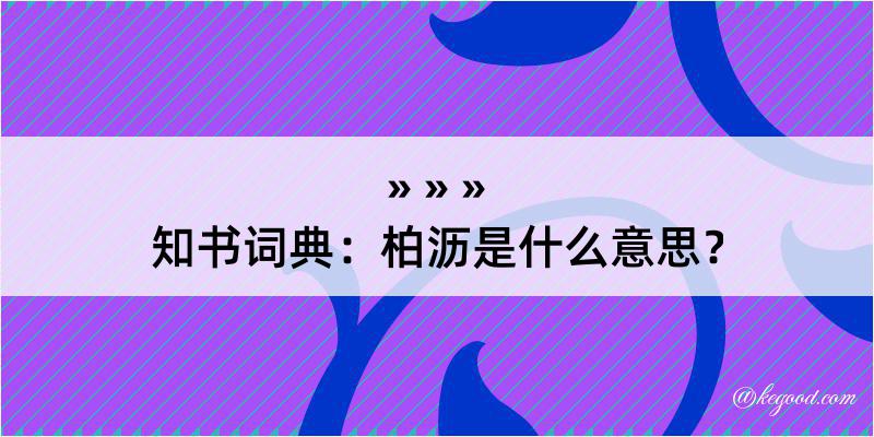 知书词典：柏沥是什么意思？