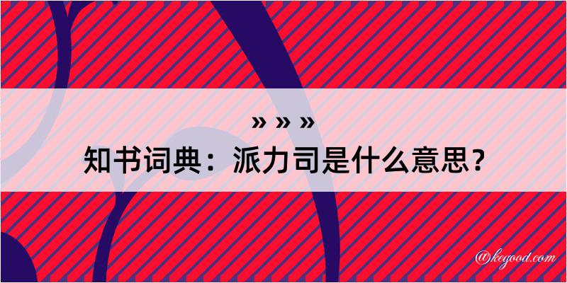 知书词典：派力司是什么意思？