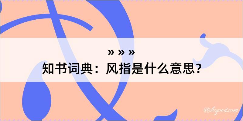 知书词典：风指是什么意思？