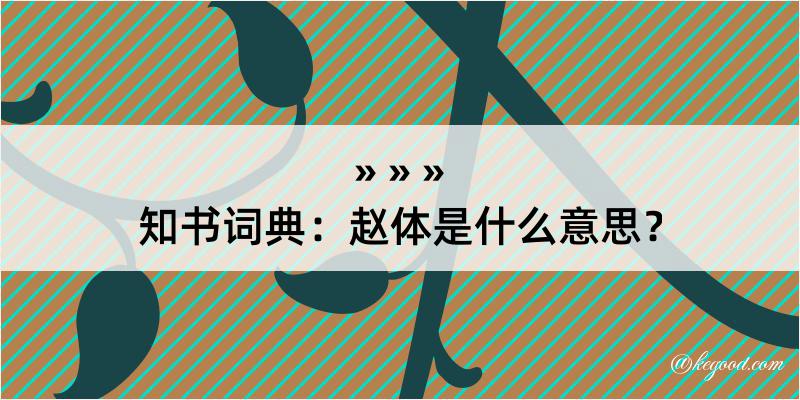 知书词典：赵体是什么意思？