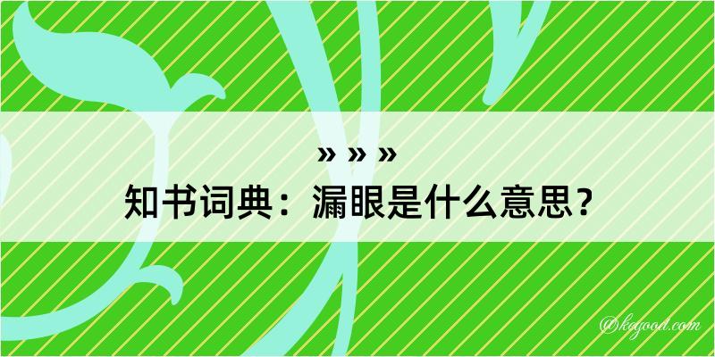 知书词典：漏眼是什么意思？