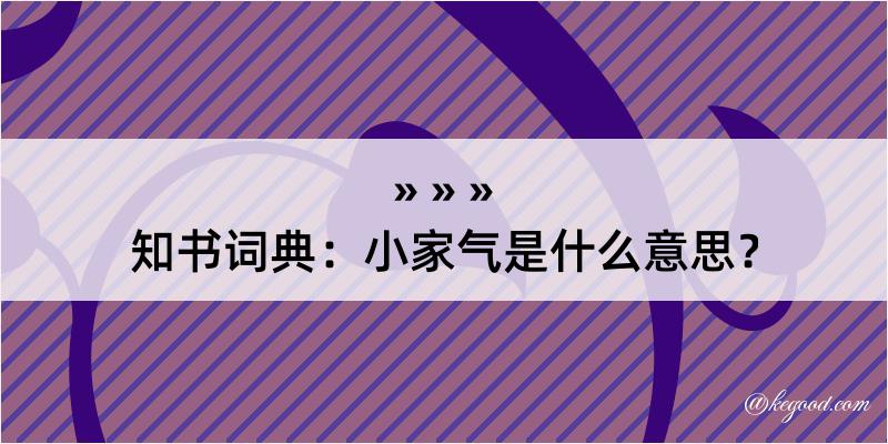 知书词典：小家气是什么意思？